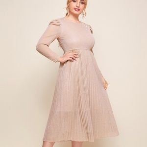 SHEIN Plus Sheer Back Pleated Glitter Dress